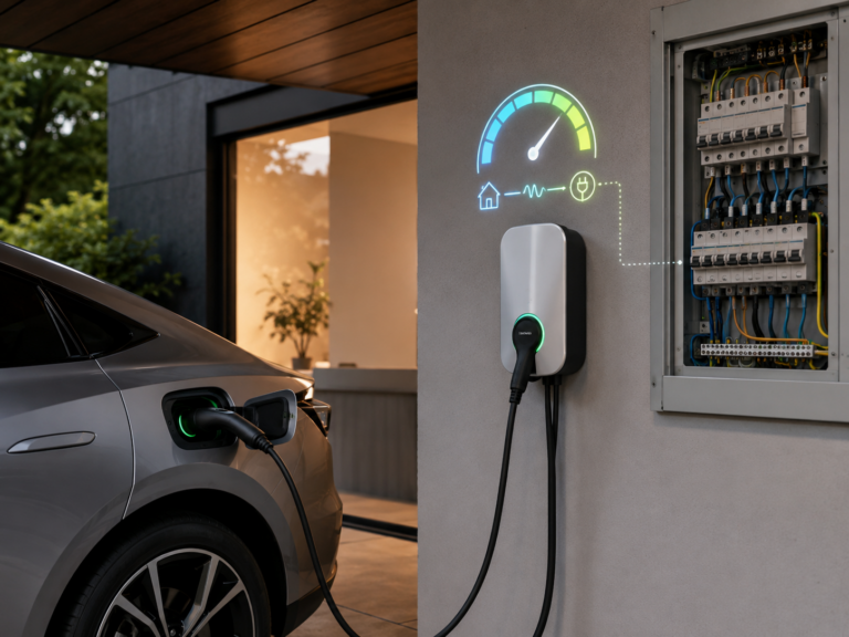 Borne de recharge électrique avec délestage pour adapter la puissance et éviter les coupures
