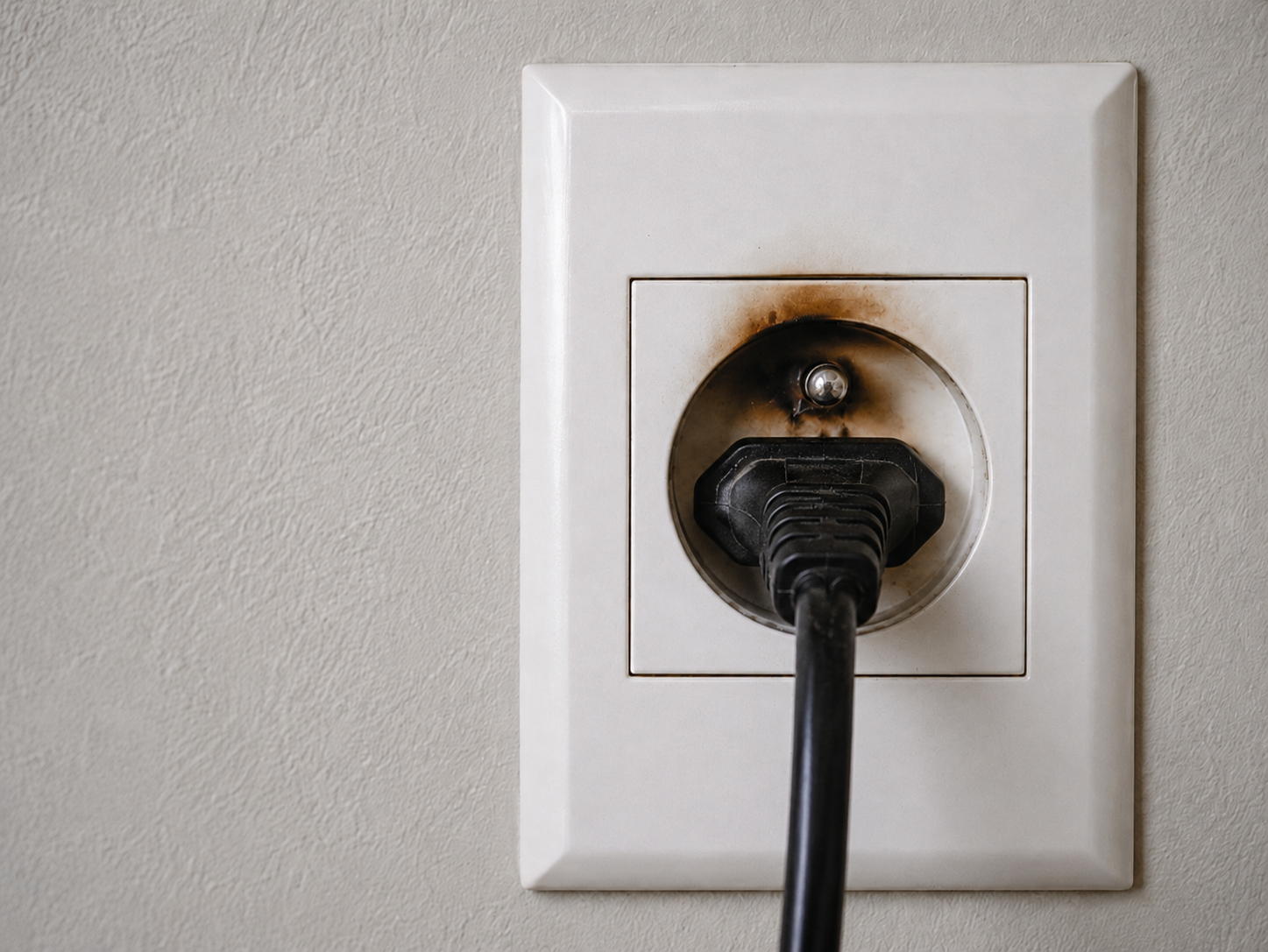 Prise électrique qui chauffe avec risque de mauvais contact ou de surcharge